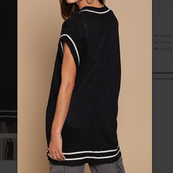 $26 START #159 Embroidered V-Neck Sleeveless Oversized Sweater Vest Top SR17 - Picture 4 of 5